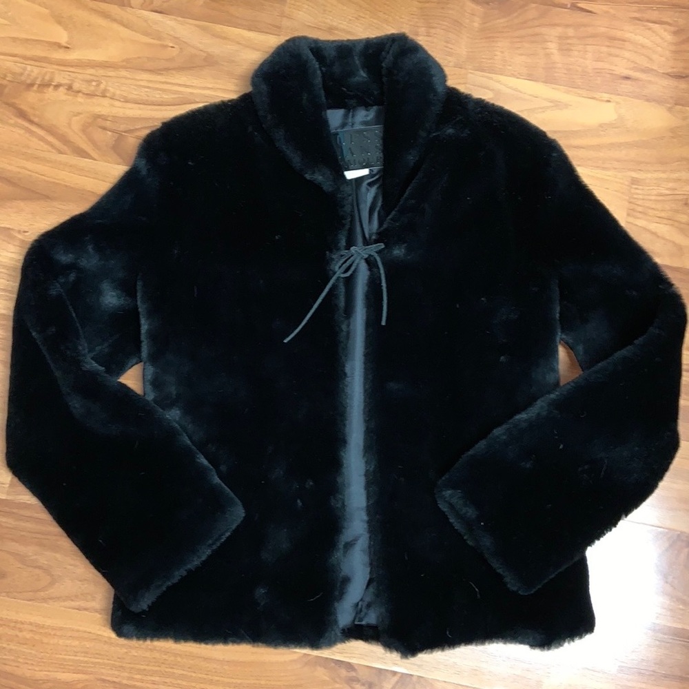Super Rare Guess Jeans Glamour Faux Fur Jacket Coat - Picture 2 of 13